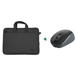 Τσάντα Laptop Trust Bologna Eco 16" + Ασύρματο Ποντίκι Yvi Επαναφορτιζόμενο - Μαύρο