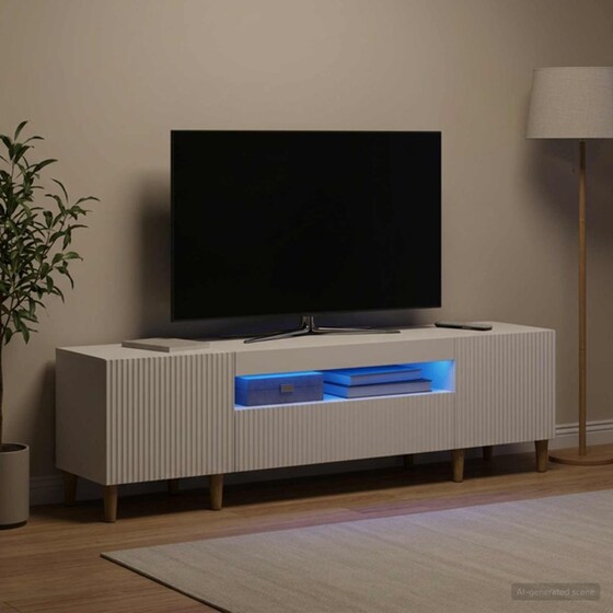 Έπιπλο Τηλεόρασης με LED VidaXL από Επεξεργασμένο Ξύλο - Λευκό image 3