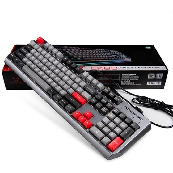 Motospeed Ck80 Μηχανικό Gaming  Ενσύρματο Πληκτρολόγιο RGB Γκρι (US) image 0