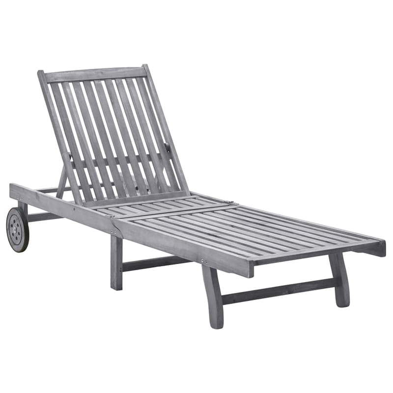 VIDAXL Ξαπλώστρα VidaXL από Μασίφ Ξύλο Ακακίας 199x59/63x30-85 cm - Γκρι