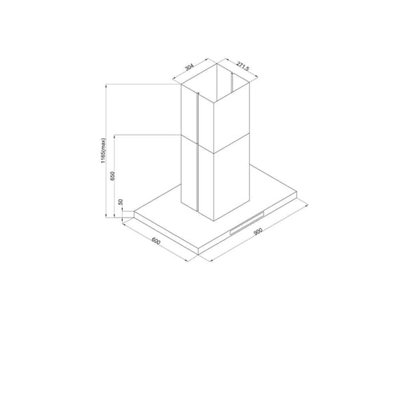 DAVOLINE SQUARE ISLAND 090 90 cm Μαύρο Απορροφητήρας Νησίδα image 3