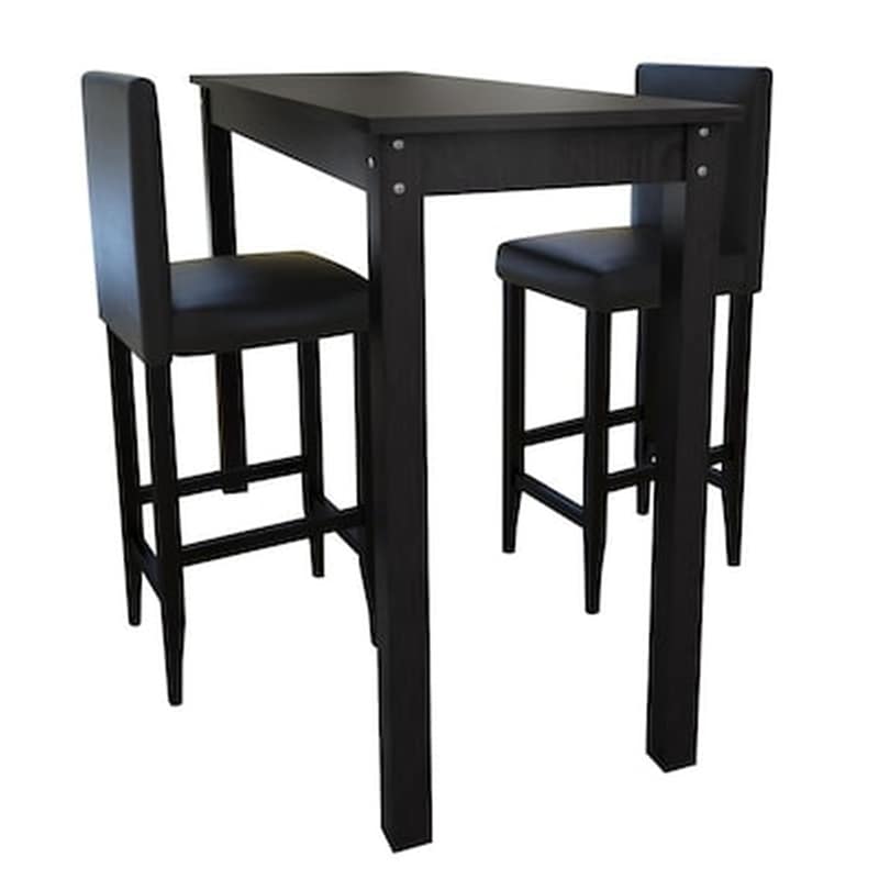 Τραπέζι Μπαρ Με 2 Καρέκλες Vidaxl Μπαρ – Μαύρο