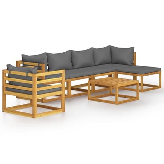 Σαλόνι Κήπου 7 Τμχ  Με Μαξιλάρια Από Μασίφ Ξύλο Ακακίας image 2