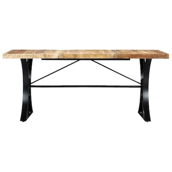 Τραπεζαρία Vidaxl από Μασίφ Ξύλο Μάνγκο 180x90x76 cm - Μαύρο/Καφέ image 3