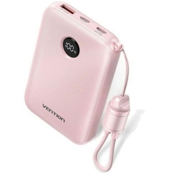 Powerbank Vention FKAP0-C-TY με ενσωματωμένο καλώδιο USB-C 10.000mAh 22.5W - Pink image 0