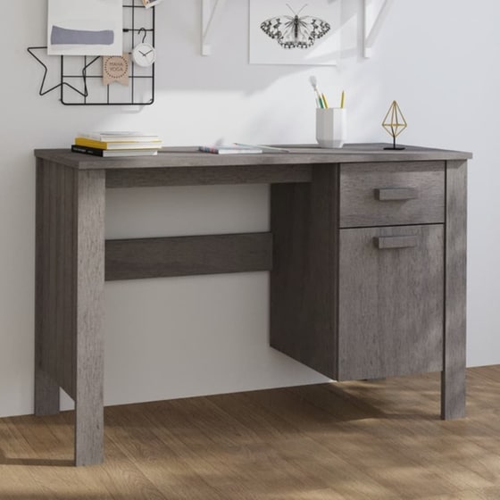 Γραφείο VidaXL Hamar από Μασίφ Ξύλο Πεύκου 113x50x75 cm - Ανοιχτό Γκρι image 1