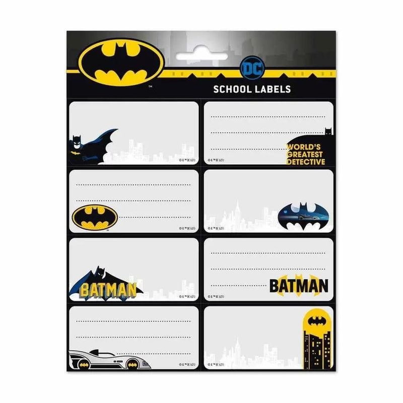 GRUPOERIK Αυτοκόλλητες Ετικέτες Grupoerik Dc Comics Batman (2 Φύλλα - 16 Τεμάχια)