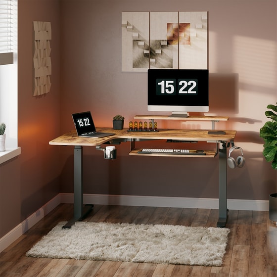 Γραφείο - Eureka Ergonomic Erk-l60l-rb-v1-eu 155x110x76-135εκ image 1
