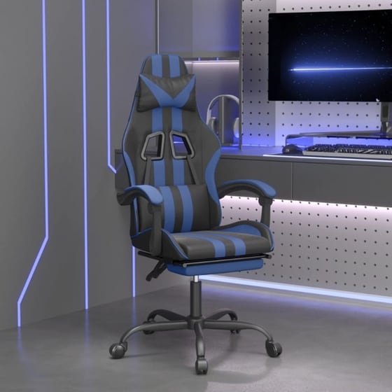 Καρέκλα Gaming VIDAXL 3143830 με Υποπόδιο από Τεχνητό Δέρμα - Μαύρο image 9