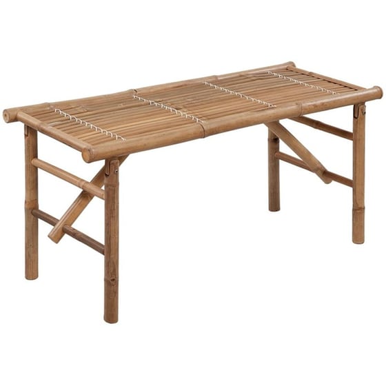 Παγκάκι Κήπου VidaXL με Μαξιλάρι από Μπαμπού 118x38x45 cm - Καφέ/Μπλε image 1