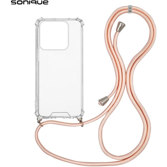 Θήκη Xiaomi Xiaomi 14 - Sonique Armor Σιλικόνης Με Κορδόνι Ροζ Σατινέ - Clear image 0