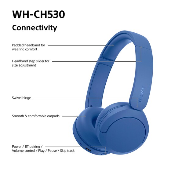 Sony WH-CH530 Ασύρματα Ακουστικά Κεφαλής Bluetooth - Cobalt image 9