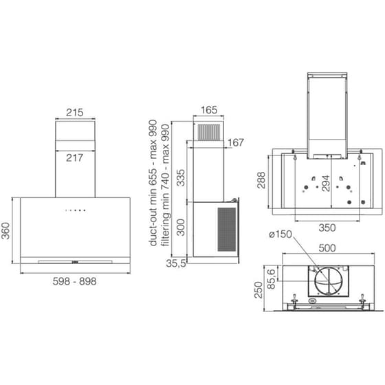 ELICA APLOMB BL/A/60 60 cm Μαύρο Καμινάδα - Τζάκι Απορροφητήρας image 5
