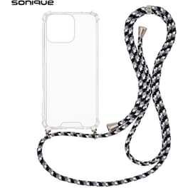 Θήκη Apple iPhone 16 Pro Max - Sonique Armor Clear Θήκη Σιλικόνης με Κορδόνι - Rainbow Μαύρο