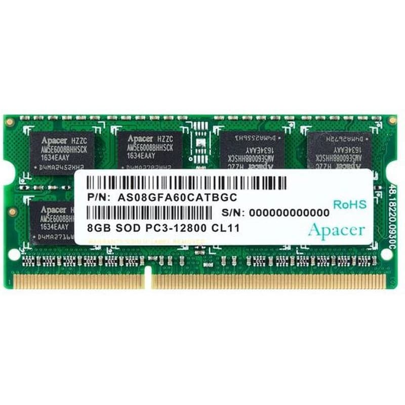 APACER Μνήμη RAM Laptop Apacer AS08GFA60CATBGC 8GB DDR3 1600MHz SO-DIMM