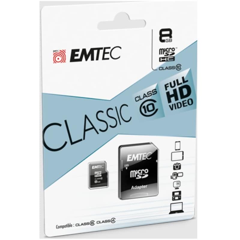 Κάρτα Μνήμης Emtec MicroSDHC +SD adapter Classic Cl10 8GB