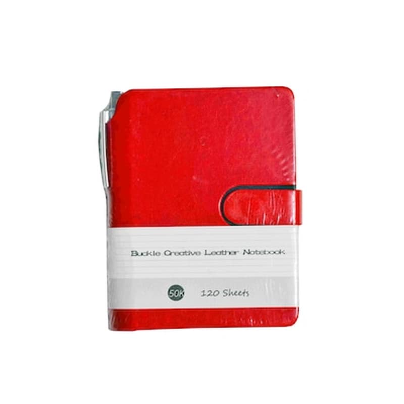 Κόκκινο Δερμάτινο Σημειωματάριο 120 Φύλλα Με Στυλό 12x 15 Cm Red Leather Notebook With Pen