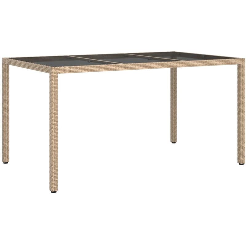 Τραπέζι Εξωτερικού Χώρου VidaXL από Ρατάν/Γυαλί 150x90x75 cm - Μπεζ/Μαύρο