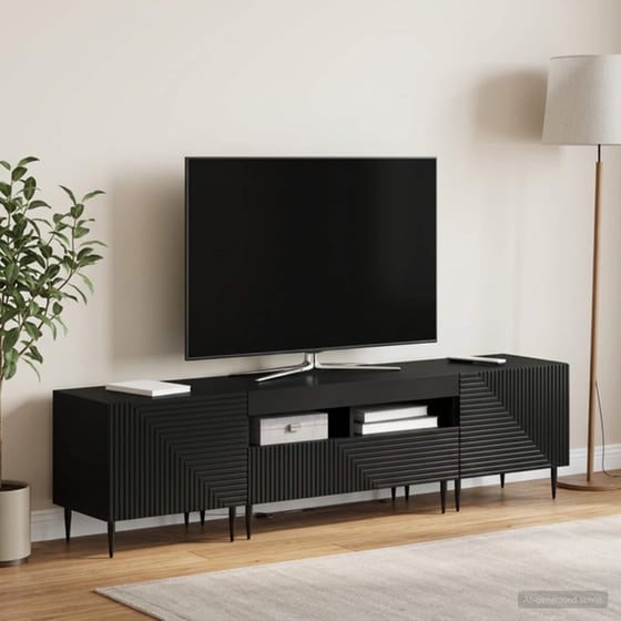 Έπιπλο Τηλεόρασης VidaXL με LED 3 τμχ 178 x 35 x 43 cm - Μαύρο image 2