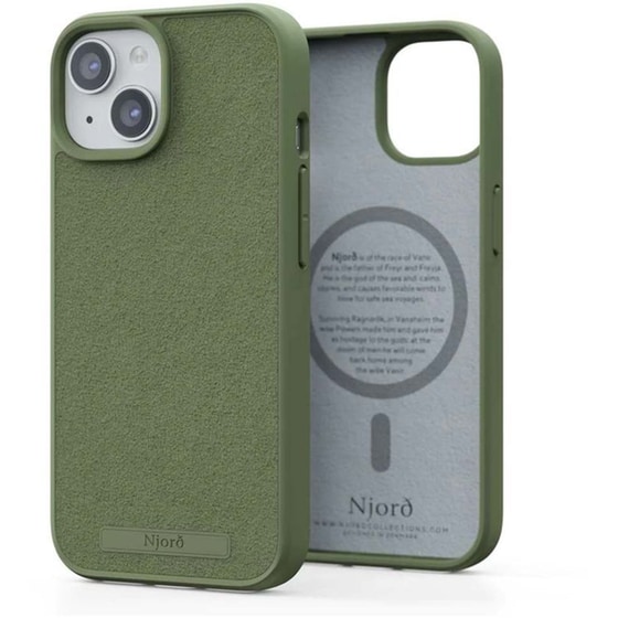 Θήκη Apple iPhone 15 - Njord Suede MagSafe Case - Olive image 0