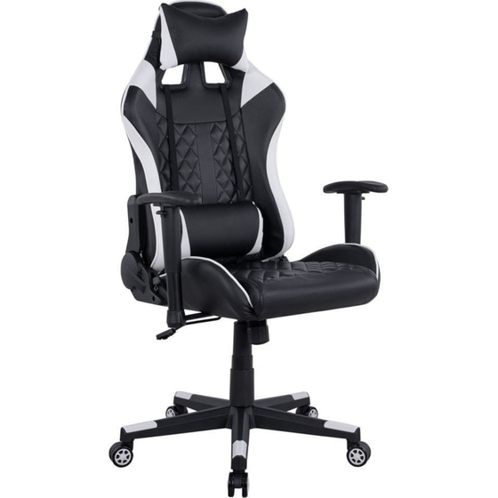 Gaming Καρέκλα HomeMarkt Journey Gaming 1146-04 από Τεχνητό Δέρμα - Μαύρο/Λευκό image 0