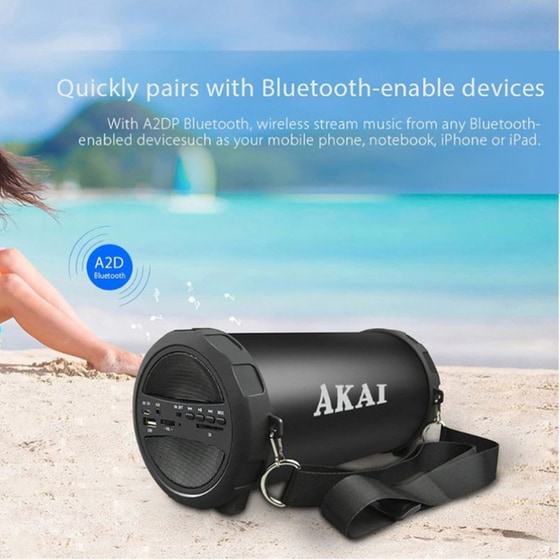 Akai ABTS-11B Φορητό ηχείο Bluetooth με ραδιόφωνο USB/Aux-In και κάρτα SD 10 W - Μαύρο image 2