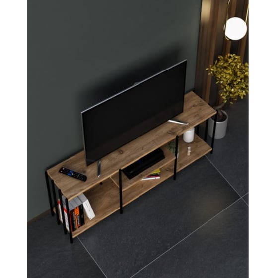 Έπιπλο Τηλεόρασης 24Mall Nina από Μοριοσανίδα 124x26x46 cm - Καφέ/Μαύρο image 2
