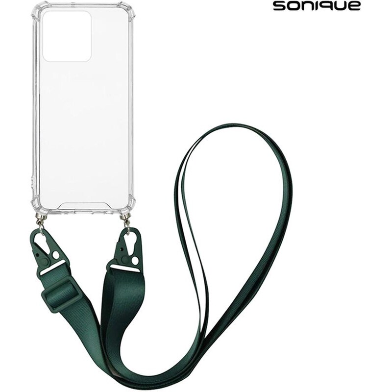 Θήκη Σιλικόνης Με Strap Sonique Armor Clear Realme C51 / Realme C53 Πράσινο Σκούρο