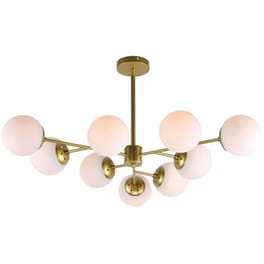Φωτιστικό Οροφής Πολύφωτο Homelighting Nervo 77-8178 Γυάλινο/Μεταλλικό - Χρυσό/Λευκό