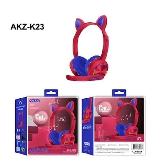 AKZ-K23 Παιδικά Gaming Ασύρματα Ακουστικά Bluetooth με LED Φωτισμό - Κόκκινα/Μπλε image 0