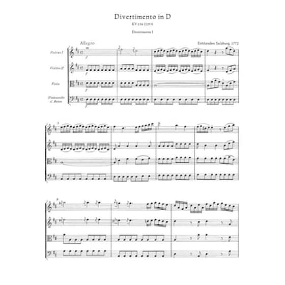 Βιβλίο Για Σύνολα Barenreiter Mozart - Three Divertimenti For Strings Kv 136-138 [pocket Score] image 2