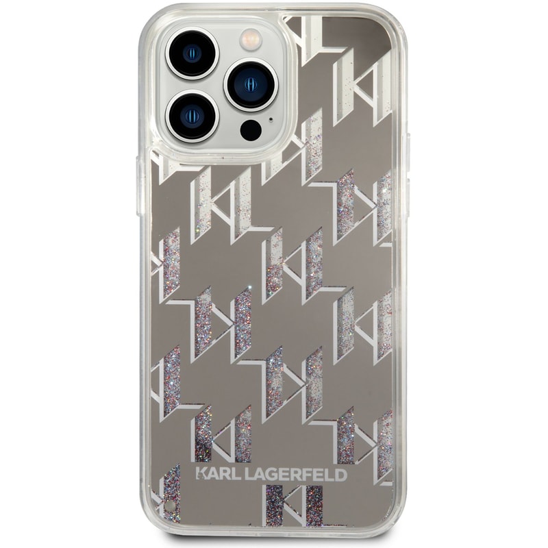 KARL LAGERFELD Karl Lagerfeld Monogram Liquid Glitter Case Θήκη Προστασίας Από Σιλικόνη – Iphone 14 Pro Max (ασημί – Klhcp14xlmnms)