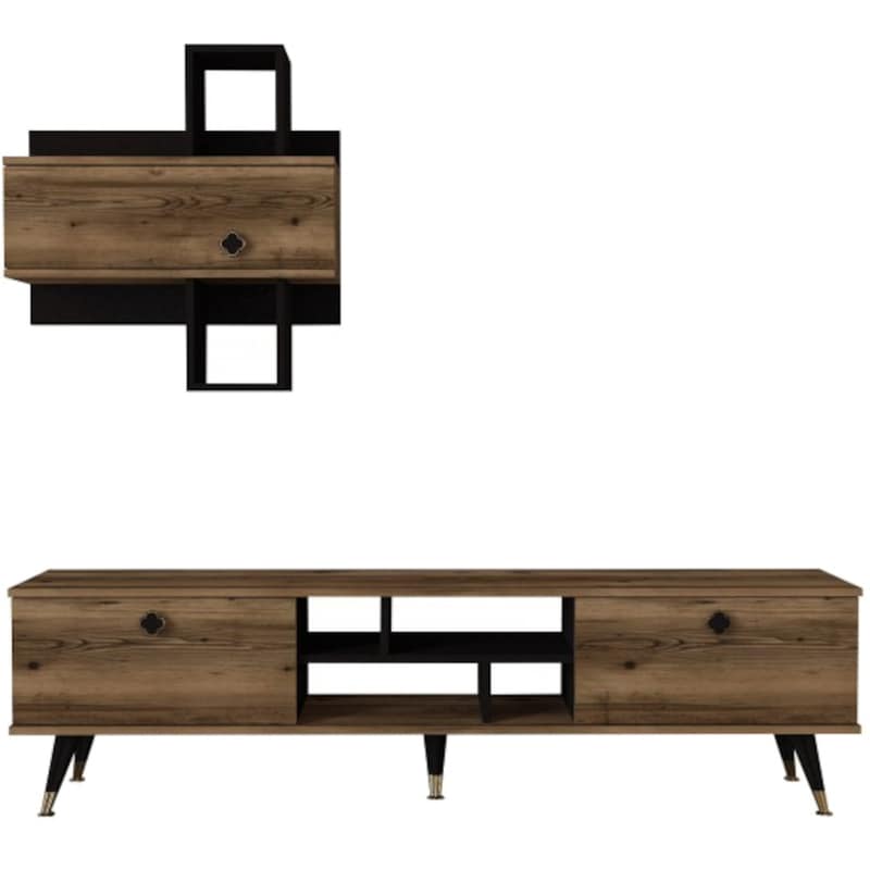 Έπιπλο Τηλεόρασης 24Mall Boom από Μοριοσανίδα 180x35x49 cm - Καφέ/Μαύρο 24MALL