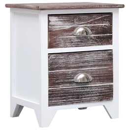 Κομοδίνο Vidaxl Από Ξύλο Παυλώνιας 38x28x45 cm - Λευκό Καφέ