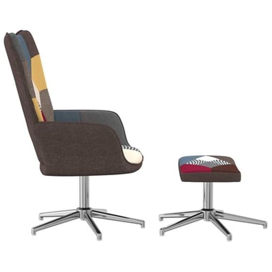 Πολυθρόνα Relax VidaXL Σχέδιο Patchwork από Ύφασμα με Σκαμπό image 3