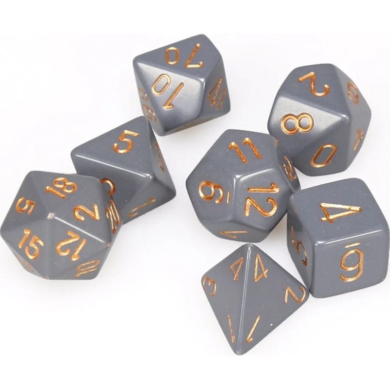 Σετ 7 Διαφανών Πολύεδρων Ζαριών Chessex για Επιτραπέζια Παιχνίδια - Γκρί