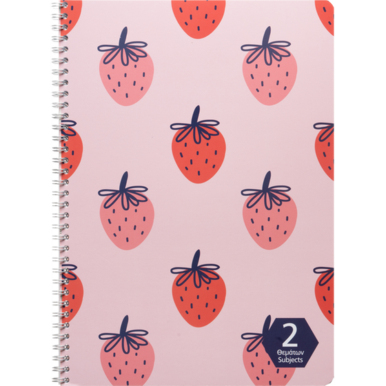 Τετράδιο Σπιράλ Coolbee Α4 2 Θεμάτων Strawberries 70 Φύλλων image 0