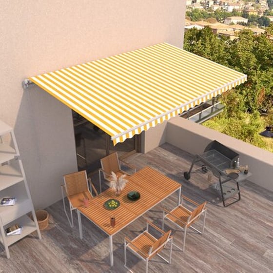 Τέντα Vidaxl Συρόμενη Χειροκίνητη 500x350cm - Λευκό/Κίτρινο image 1