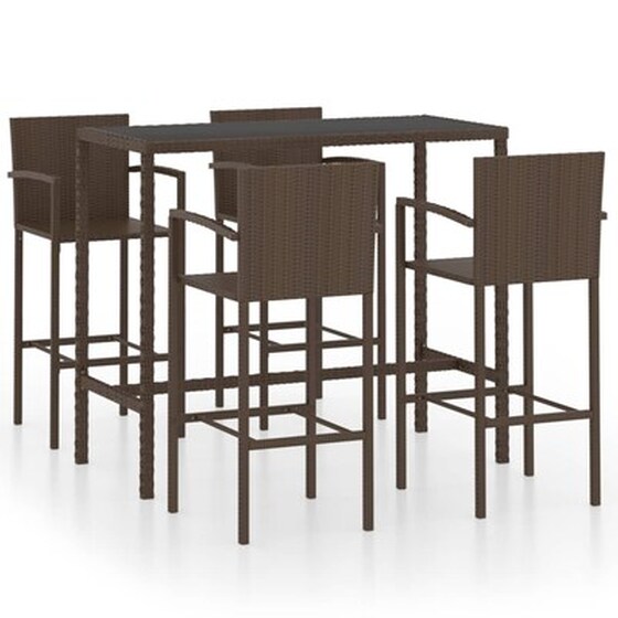 Vidaxl Σετ Επίπλων Μπαρ Κήπου 5 Τεμαχίων Καφέ Από Συνθετικό Ρατάν image 1