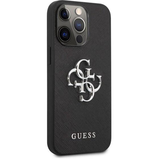 Θήκη Apple iPhone 13 Pro - Guess 4g Logo Collection Hard Case PU Leather - Μαύρo image 7