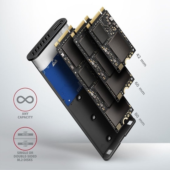 AXAGON EEM2-SG2 USB-C 3.2 Gen 2 Θήκη για M.2 NVMe & SATA SSD 30-80mm Αλουμινίου image 5
