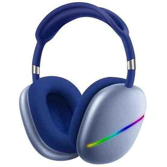 Akz Max10 Head-mounted Rgb Wireless Bluetooth Music Headset With Microphone, Supports Tf Card (blue) image 1
