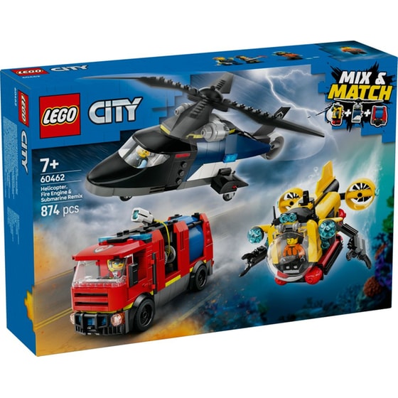 LEGO® City Helicopter, Fire Truck & Submarine Remix (60462) image 0