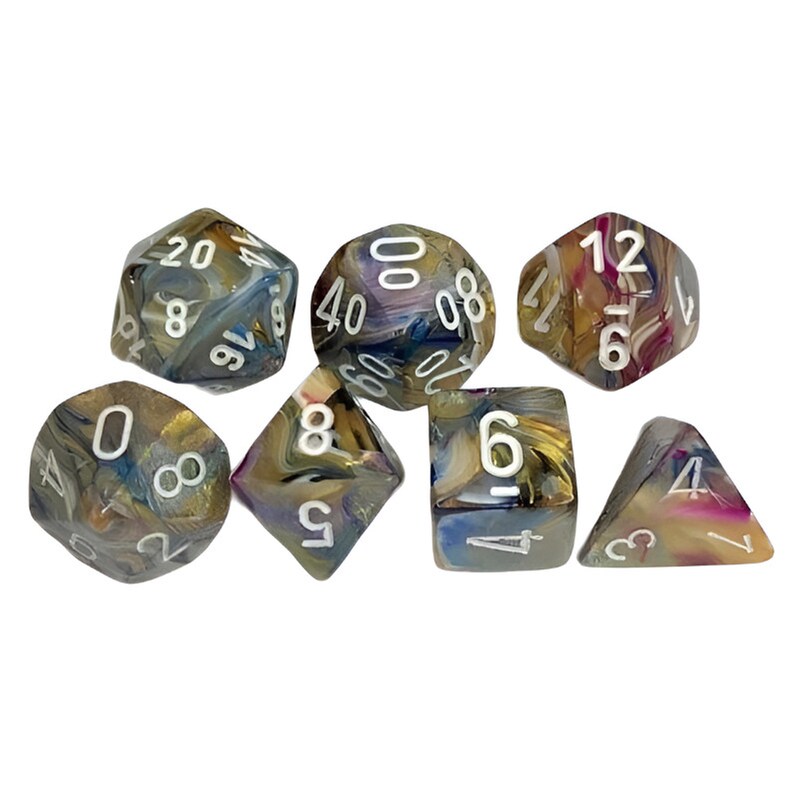 CHESSEX Σετ Ζάρια - 7 Mini Dice Set Polyhedral Festive Carousel With White