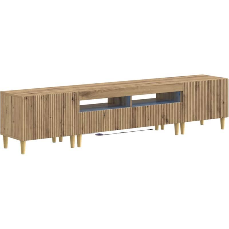 Έπιπλο Τηλεόρασης VidaXL ARNHEM με LED 3 τμχ 198 x 35 x 43 cm - Artisan Δρυς