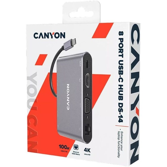 Docking Station Canyon CNS-TDS14 USB Hub 8-Port USB 3.0 συμβατό με USB-C image 1
