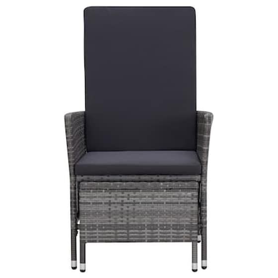 Πολυθρόνα Κήπου Vidaxl Ανακλινόμενη από Συνθετικό Ρατάν με Μαξιλάρια 62x131x106cm - Γκρι image 3