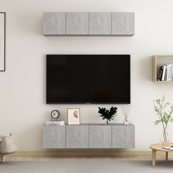 Έπιπλα Τηλεόρασης VidaXL Μοριοσανίδα 4 Τμχ 60x30x30cm -Γκρι image 2