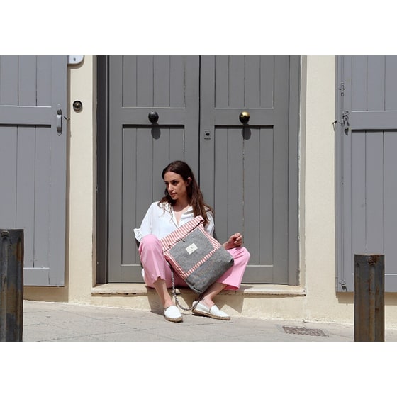 Τσάντα Πλάτης Fylaki Ριγέ Μπεζ image 3