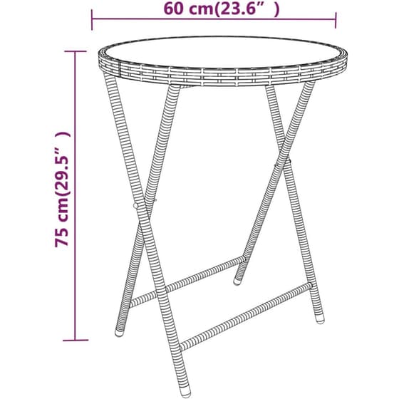 Σετ Επίπλων Bistro Κήπου VidaXL  από Συνθ. Ρατάν και Ψημένο Γυαλί 5Τμχ - Γκρι image 10